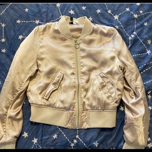 Pink satin bomber jacket